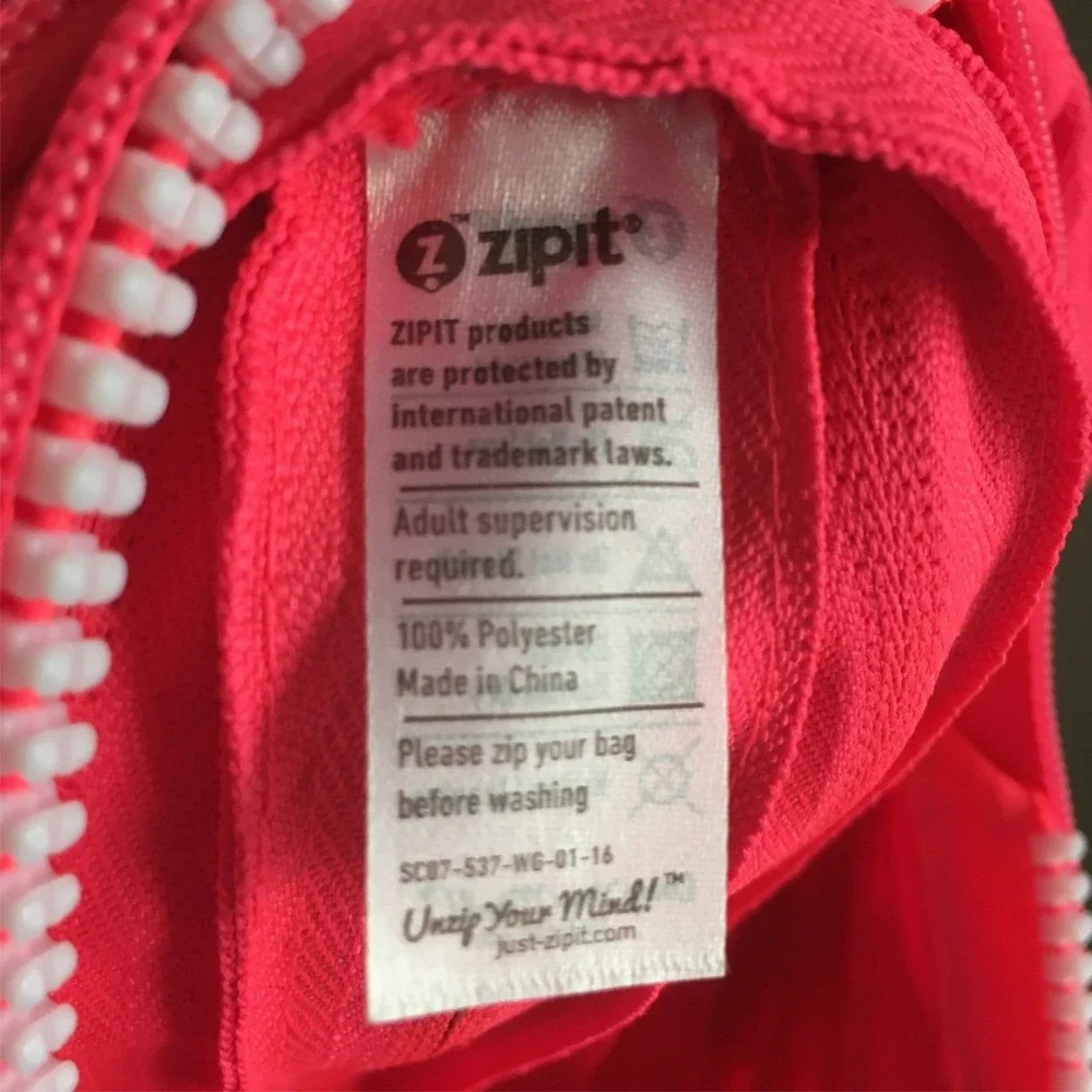 ZIPIT Neon Pink Talking Monstar 3 Ring Storage Holder Pencil Pouch NWT